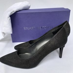 Stuart Weitzman black glitter pumps